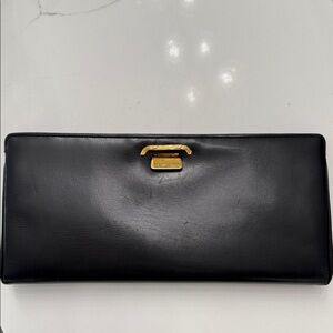 Vintage Dofan French Black Clutch with Gold Accent